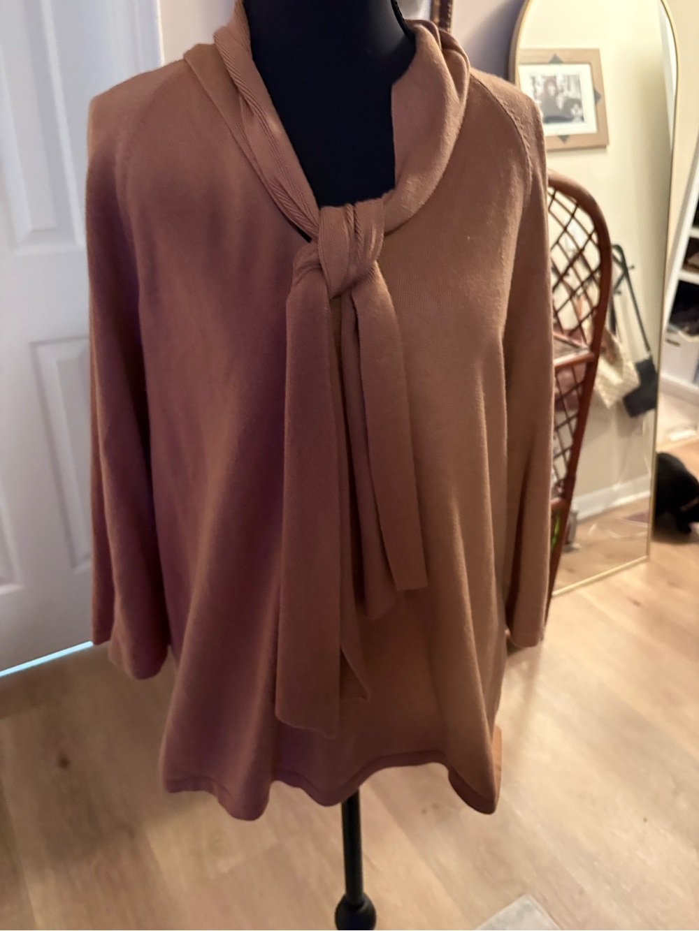 Chico's Camel Tie-Neck Tunic Top
